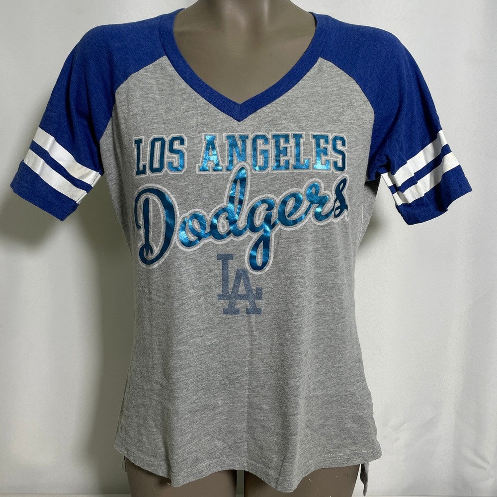 Los Angeles Dodgers MLB G-III 4Her Grey Raglan Jersey T-Shirt Women's MEDIUM